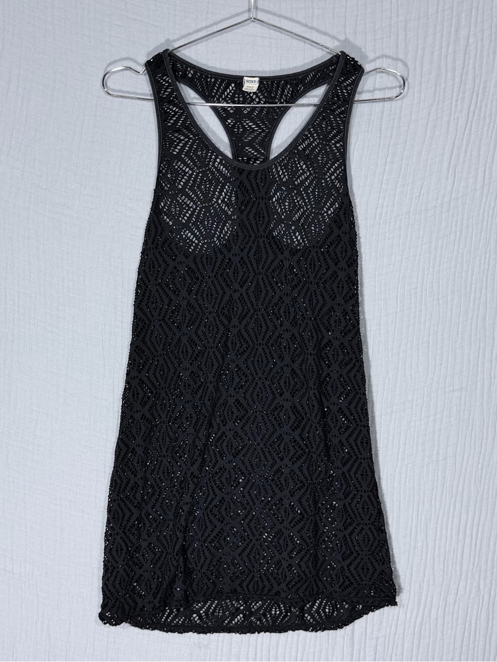 🖤 Roxy | Black Crochet Swim Coverup Tank Dress | size M